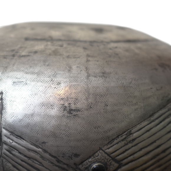 Vintage Brass Silver‑Plated Etched Vase 14” Black Cabochons Mid-Century India - Picture 12 of 14